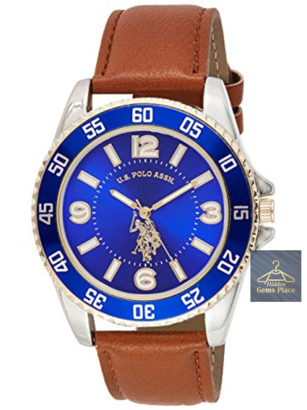 Men's Brown Leather Strap Watch Blue Dial Quartz